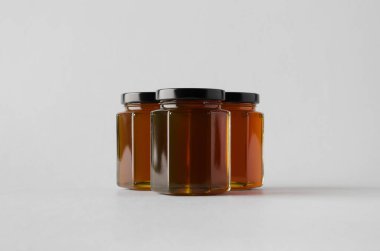 Bal kavanozu Mock-Up-üç kavanoz