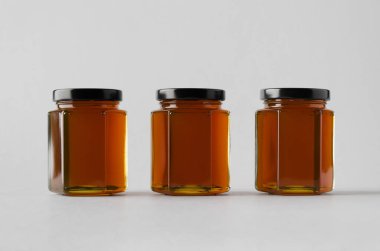 Bal kavanozu Mock-Up-üç kavanoz