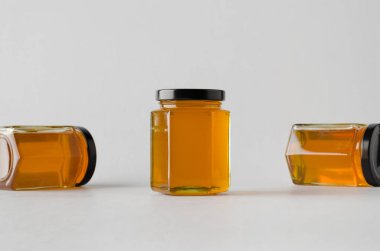 Bal kavanozu Mock-Up-üç kavanoz