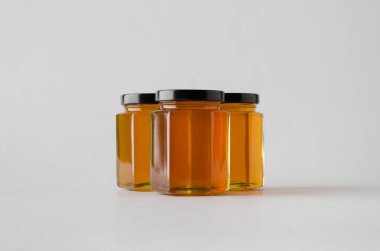 Bal kavanozu Mock-Up-üç kavanoz