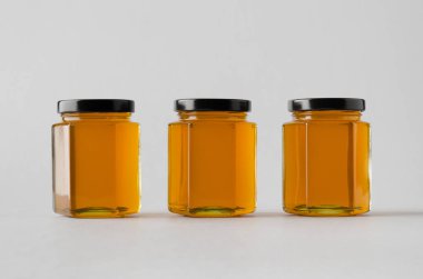 Bal kavanozu Mock-Up-üç kavanoz