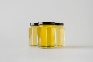 Bal kavanozu Mock-Up-üç kavanoz