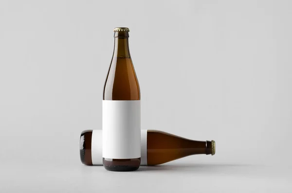 Bier Fles Mock Twee Flessen Blank Label — Stockfoto