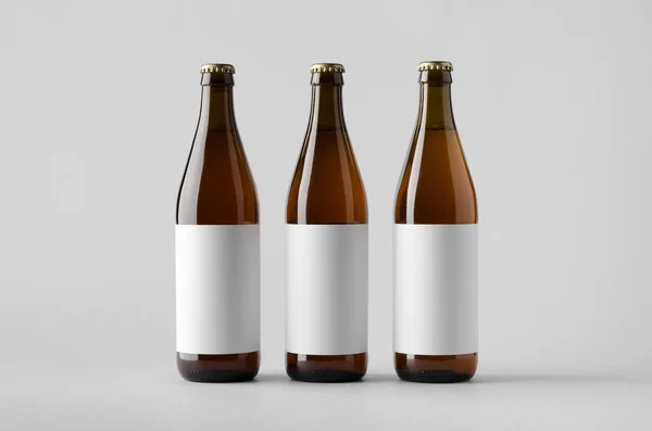 Bier Fles Mock Drie Flessen Blank Label — Stockfoto