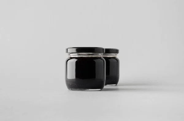 Blackberry Jam Jar Mock Two Jars — Stock Photo, Image