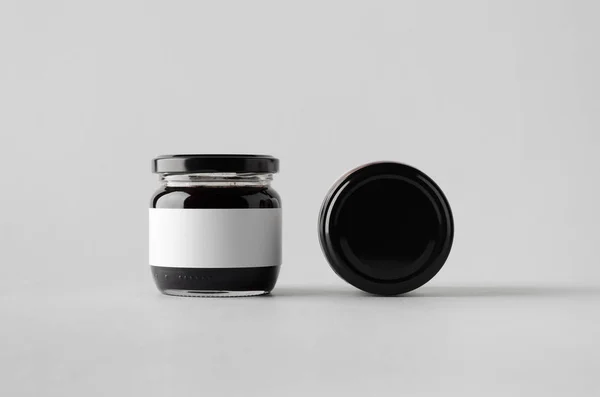 Blackberry Jam Jar Mock Two Jars Blank Label — Stock Photo, Image