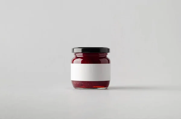 Strawberry Jam Jar Mock Blank Label — Stock Photo, Image