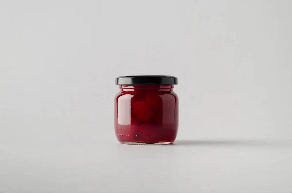 Strawberry Jam Jar Mock — Stock Photo, Image