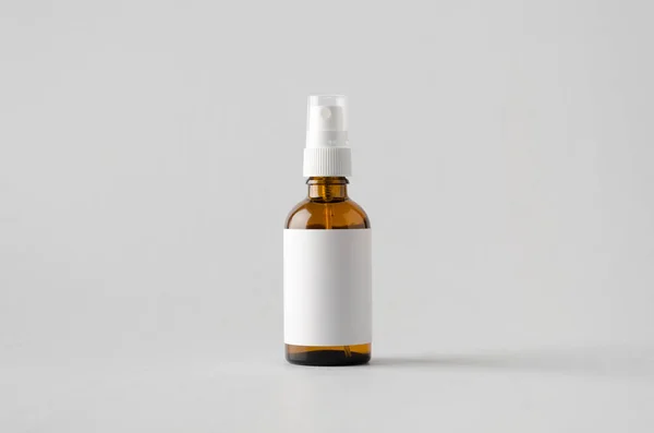 Amber Spray Bottle Mock Blank Label — Stock Photo, Image