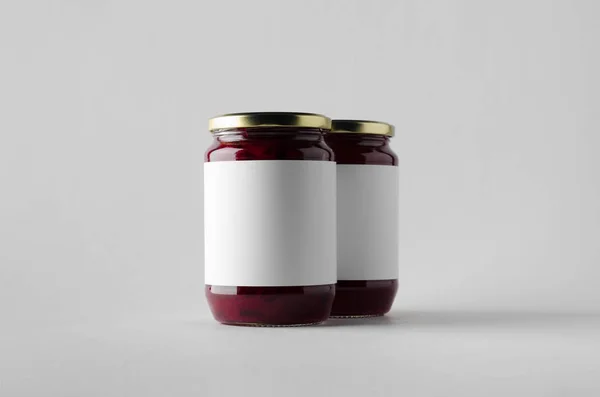 Pickled Beets Jar Mock Two Jars Blank Label — Stock Photo, Image