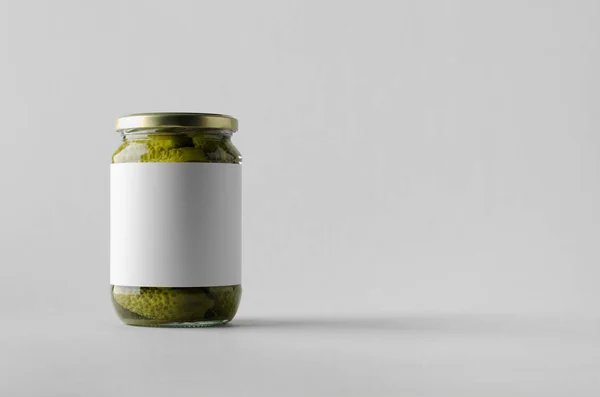 Pickled Cucumber Jar Mock Blank Label — Stock Photo, Image
