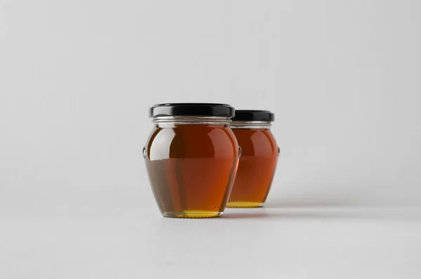 Honey Jar Mock Two Jars — Stock Photo, Image