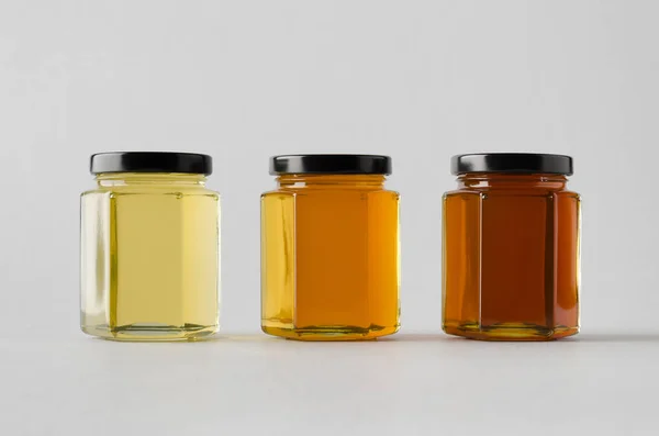 Bal kavanozu Mock-Up-üç kavanoz