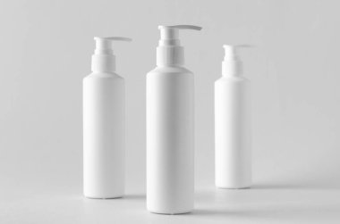 Beyaz kozmetik şampuan dispenser şişe mock-up.