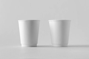 8 oz. beyaz çift duvar kahve kağıt Kupası mock-up kapağı olmadan.