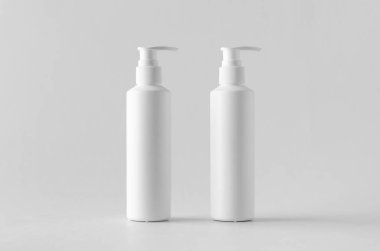 Beyaz kozmetik şampuan dispenser şişe mock-up.