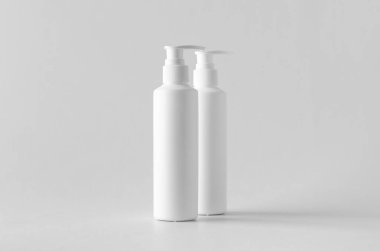 Beyaz kozmetik şampuan dispenser şişe mock-up.