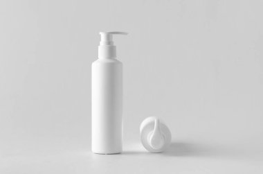 Beyaz kozmetik şampuan dispenser şişe mock-up.