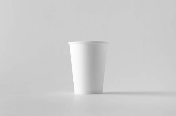 Café Blanc Tasse Papier Maquette Sans Couvercle — Photo