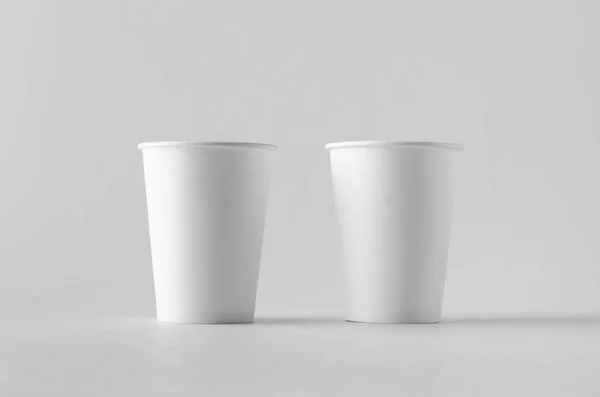 Café Blanc Tasse Papier Maquette Sans Couvercle — Photo