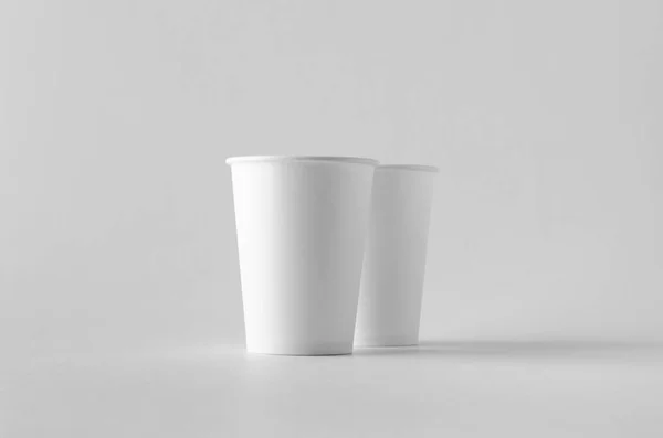 Café Blanc Tasse Papier Maquette Sans Couvercle — Photo