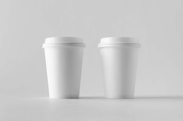 White Coffee Paper Cup Mock Lid — Stock Photo, Image