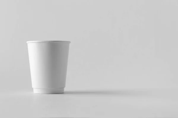 Witte Dubbelwandige Koffie Papier Beker Mock Zonder Deksel — Stockfoto