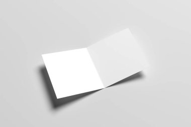 Kare ikiye katlanmış / yarı katlı broşür Mock-Up-3d çizim
