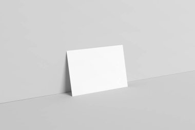 A6 El ilanı / kart / davet Mock-Up-duvar arka plan. 3D çizim