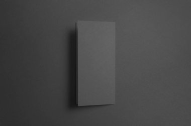Siyah üç katlı broşür Mock-Up-arka