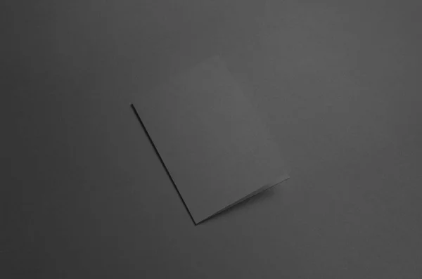 Μαύρο Σπαστό Μισή Αναδίπλωση Φυλλάδιο Μακέτα Μπροστά — Φωτογραφία Αρχείου