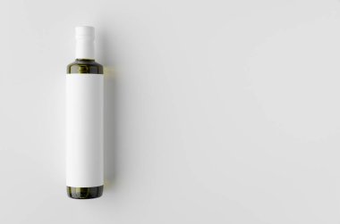 Zeytin / ayçiçeği / susam yağı şişesi mockup. Üst görünüm, boş la