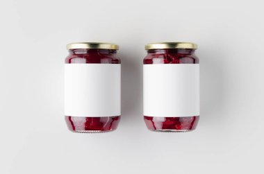 Pancar turşusu kavanoz uyrağı. Üst görünüm, boş etiket.