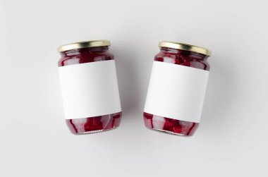 Pancar turşusu kavanoz uyrağı. Üst görünüm, boş etiket.