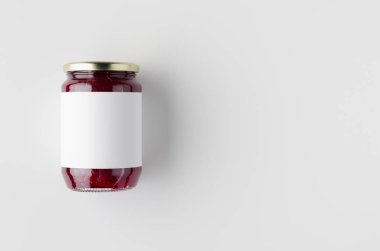 Pancar turşusu kavanoz uyrağı. Üst görünüm, boş etiket.