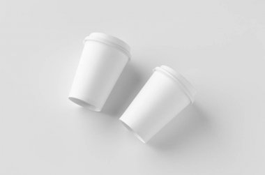 12 oz. kapaklı beyaz kahve kağıt fincan mockup.
