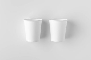 Kapaksız bir 8 oz. beyaz kahve kağıt fincan mockup üst görünümü.