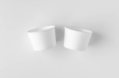 Beyaz dondurma kağıt fincan mockup üst görünümü.