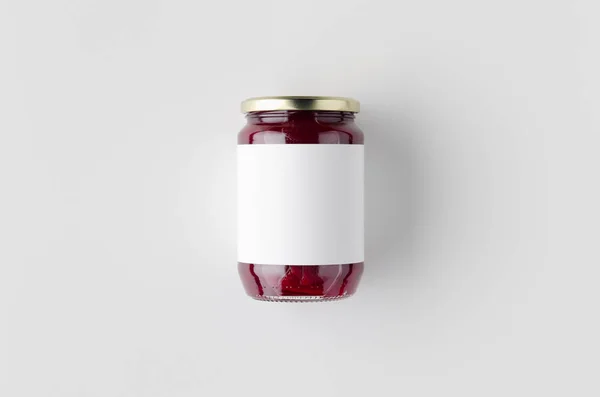 Pickled beets jar mockup. Top view, blank label. — Stock Photo, Image