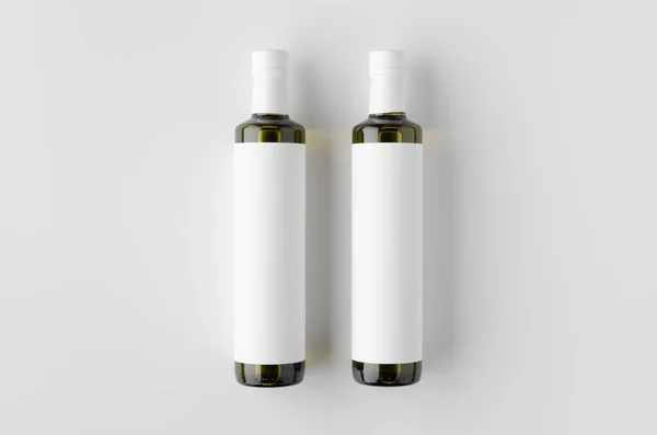 Olive / sunflower / sesame oil bottle mockup. Top view, blank la — Stock Photo, Image