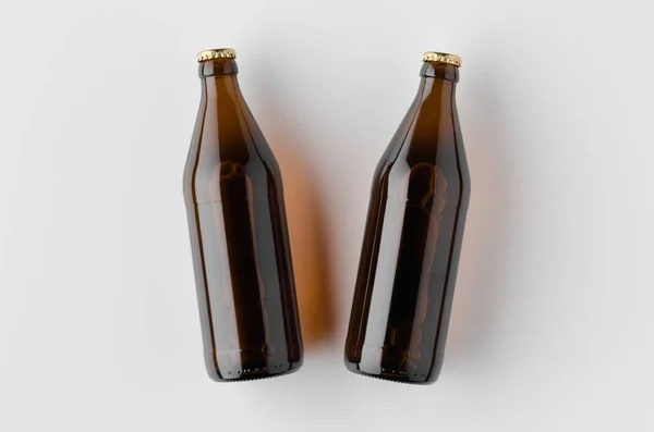 Vista superior de um mockup de garrafa de cerveja . — Fotografia de Stock