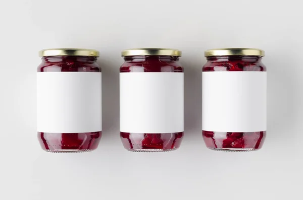 Pickled beets jar mockup. Top view, blank label. — Stock Photo, Image