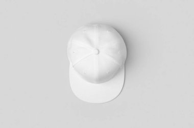 White snapback cap mockup on a grey background. clipart