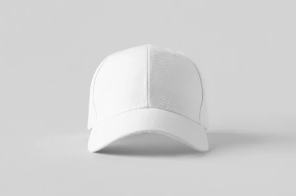 Casquette Baseball Blanche Maquette Sur Fond Gris Vue Face — Photo