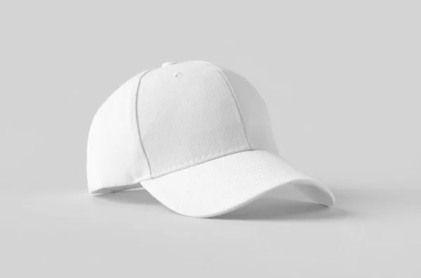 Gorra Béisbol Blanca Maqueta Sobre Fondo Gris — Foto de Stock