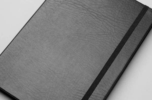 Fekete Notebook Mockup Szürke Háttérrel Közelkép — Stock Fotó