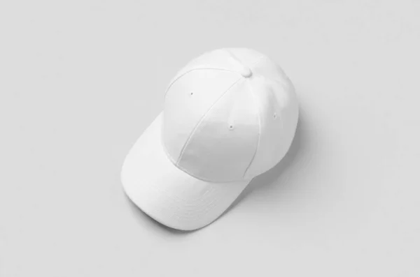 Λευκό Καπέλο Του Μπέιζμπολ Mockup Ένα Γκρι Φόντο — Φωτογραφία Αρχείου