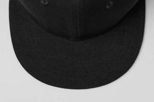 Black Snapback Cap Mockup Closeup — Stock Photo, Image