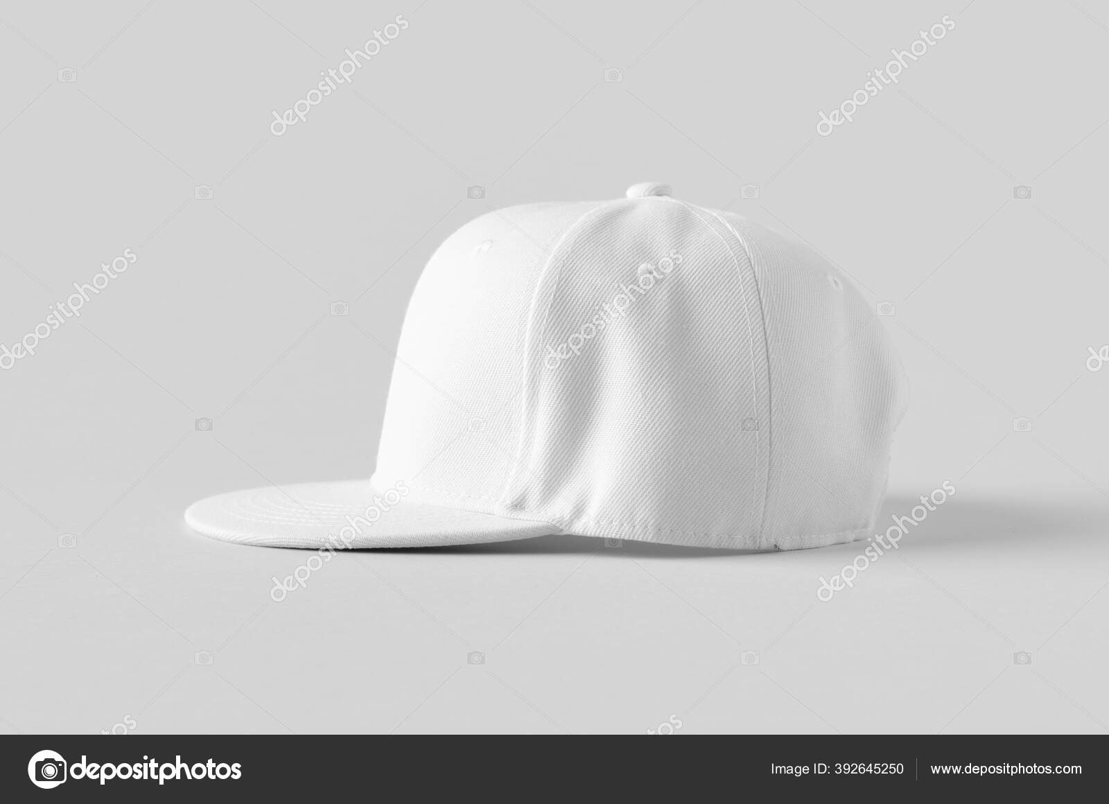 White Snapback Cap Mockup Grey Background Side View Stock Photo by  ©Shablonstudio 392645250