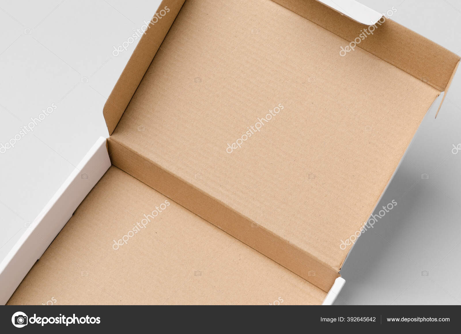 Download Cardboard Postal Mailing Box Mockup Opened Lid Closeup Stock Photo Image By C Shablonstudio 392645642